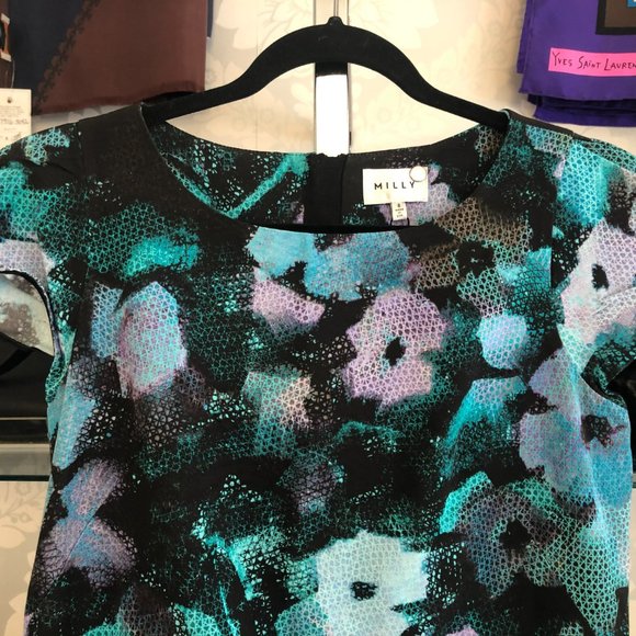 MILLY Multi-Color Floral Print Chloe Dress - Picture 2 of 9